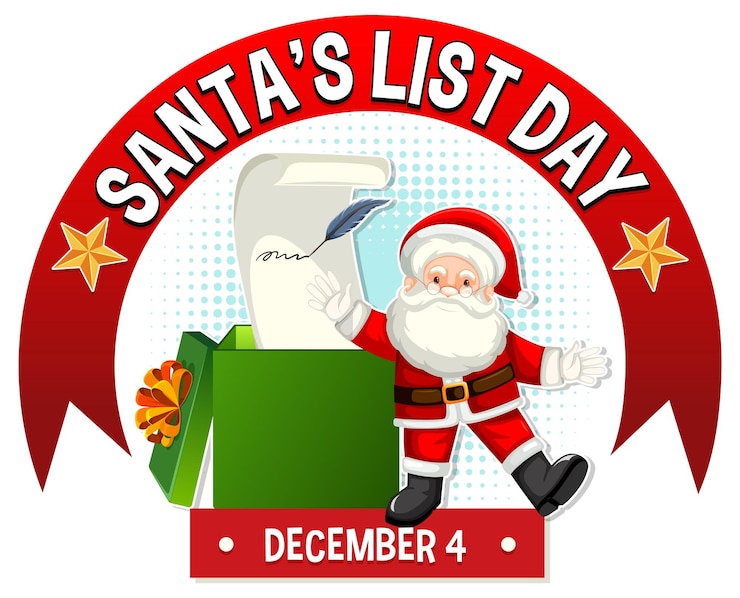 Vector gratuito diseño de banner de lista de papá noel feliz