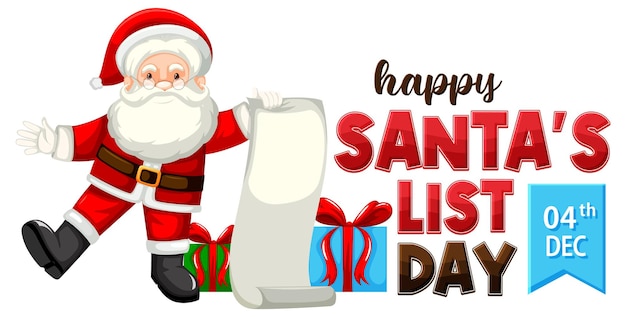 Vector gratuito diseño de banner de lista de papá noel feliz