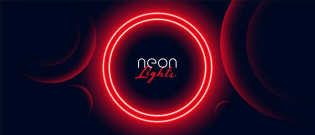 Diseño de banner de marco de luz de círculo de neón rojo