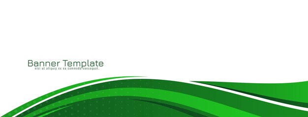 Diseño de banner moderno con estilo abstracto de onda verde
