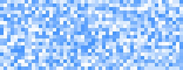 diseño de banner de patrón de cuadrícula de píxeles azul y blanco abstracto