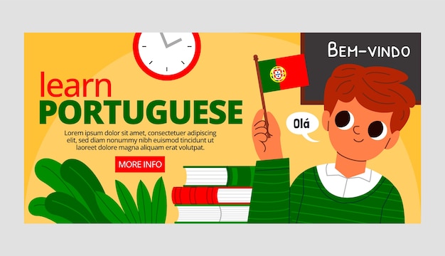 Diseño de banner portugués dibujado a mano