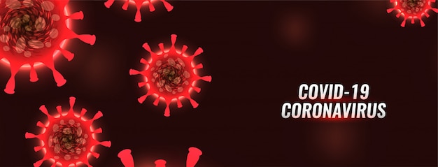 Diseño de banner rojo de coronavirus Covid-19