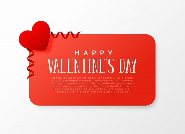Diseño de banner de San Valentín con corazón rojo