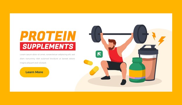 Diseño de banner de suplementos de proteínas.