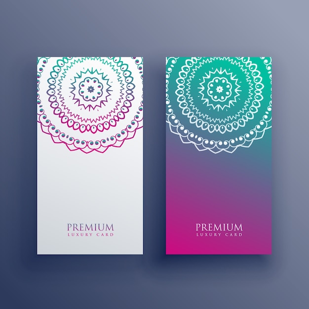Diseño de banner de tarjeta colorida mandala