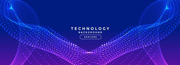Diseño de banner de tecnología abstracta de partículas digitales brillantes