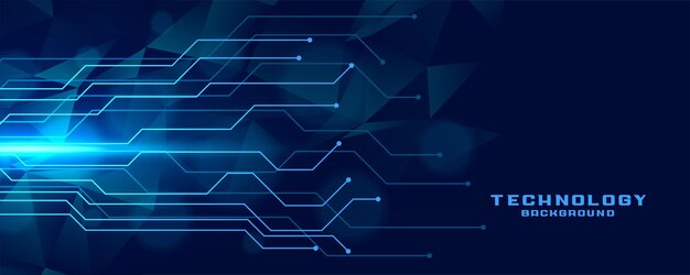 Diseño de banner de tecnología de líneas de circuito digital.