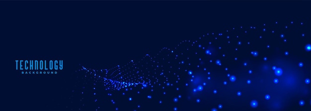 Diseño de banner de tecnología de partículas azules digitales