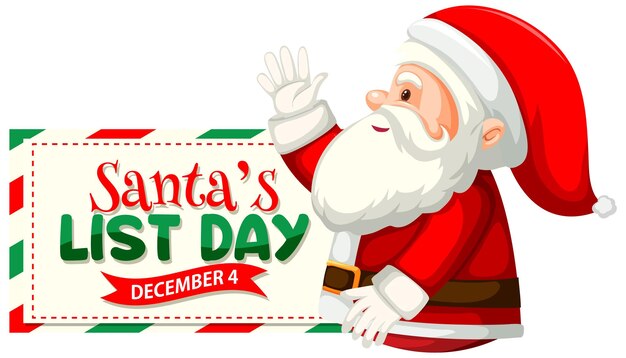 Diseño de banner de texto del día de la lista de santa