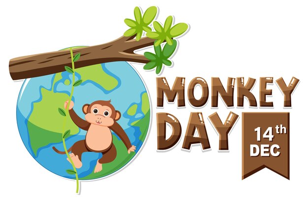 Diseño de banner de texto del día del mono
