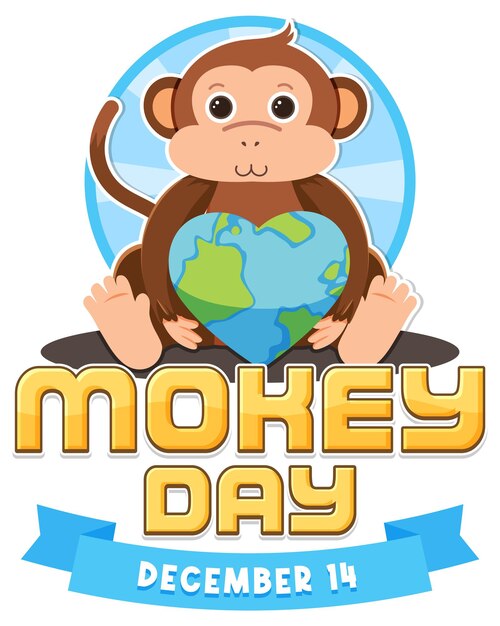 Diseño de banner de texto del día del mono