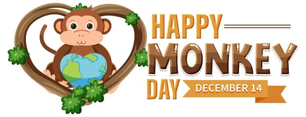 Diseño de banner de texto del día del mono