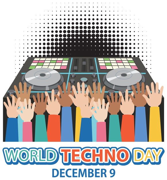 Diseño de banner de texto del día mundial del tecno
