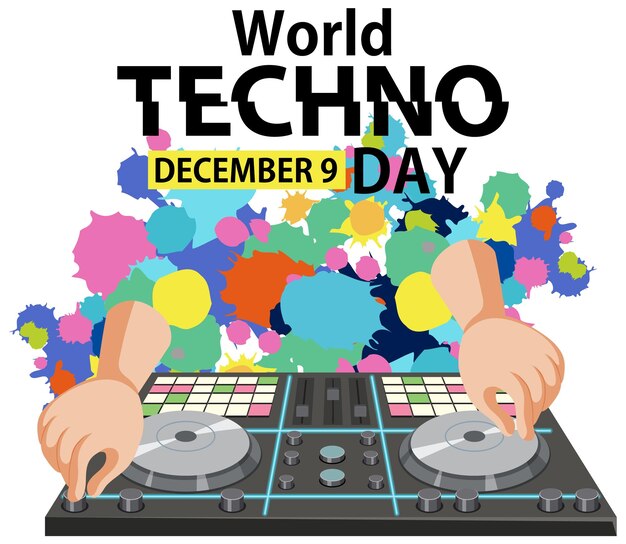 Diseño de banner de texto del día mundial del tecno