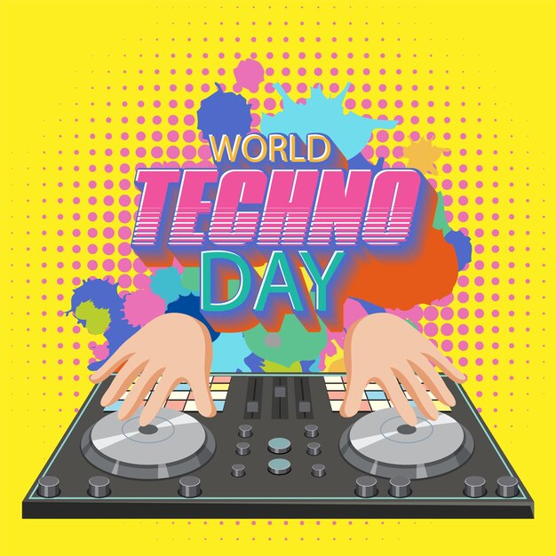 Diseño de banner de texto del día mundial del tecno