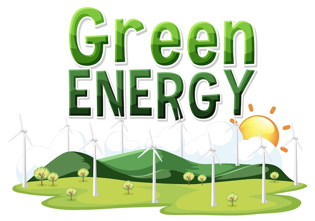 Diseño de banner de texto de energía verde