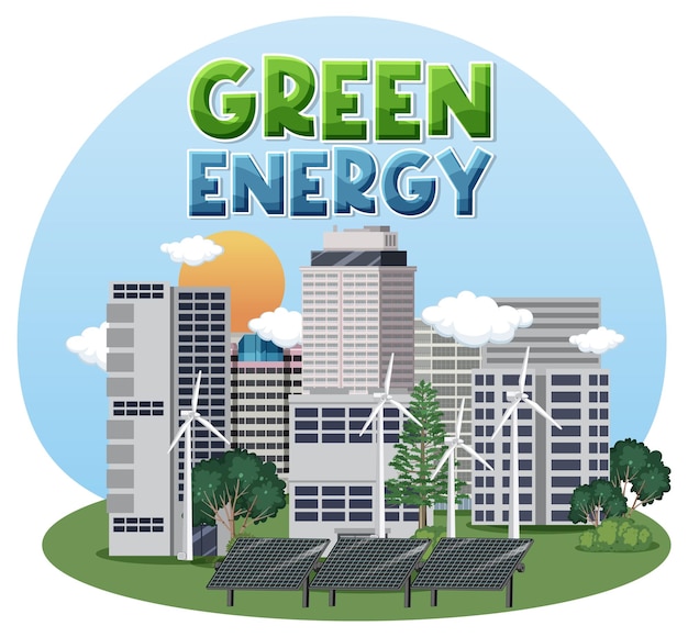 Diseño de banner de texto de energía verde