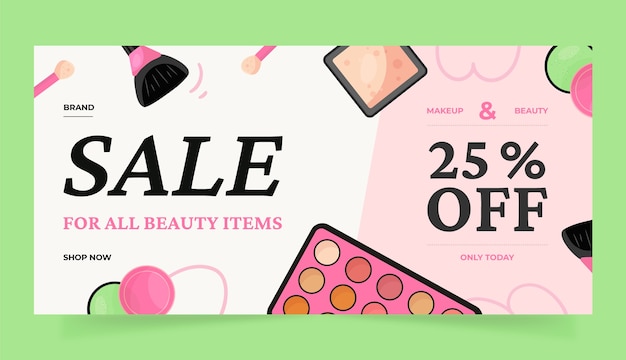 Vector gratuito diseño de banner de venta de belleza dibujado a mano