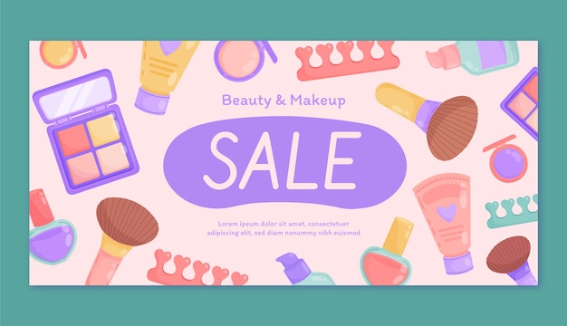 Vector gratuito diseño de banner de venta de belleza dibujado a mano