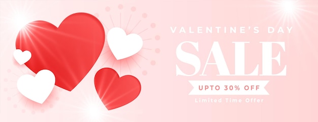 Diseño de banner de venta brillante de día de san valentín