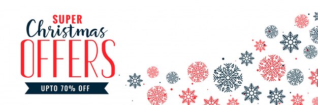 Diseño de banner de venta de decoración de copos de nieve de navidad