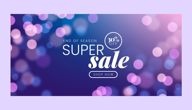 Diseño de banner de venta de degradado bokeh