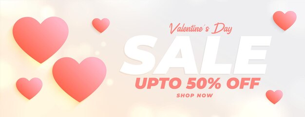 Diseño de banner de venta y descuento del día de san valentín