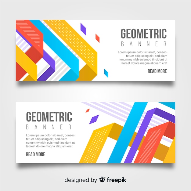 Diseño de banners con formas abstractas geométricas