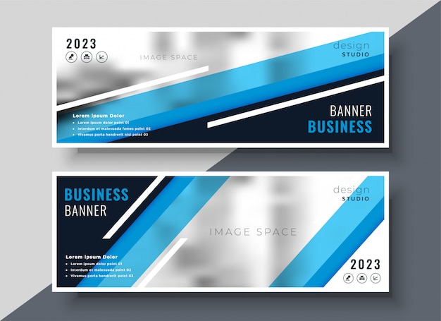 Vector gratuito diseño de banners de negocios azul geométrico abstracto