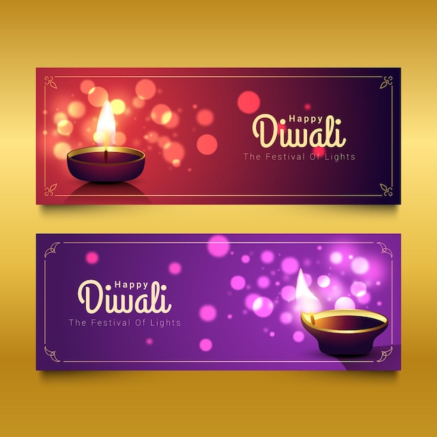 Diseño de banners de vacaciones de diwali