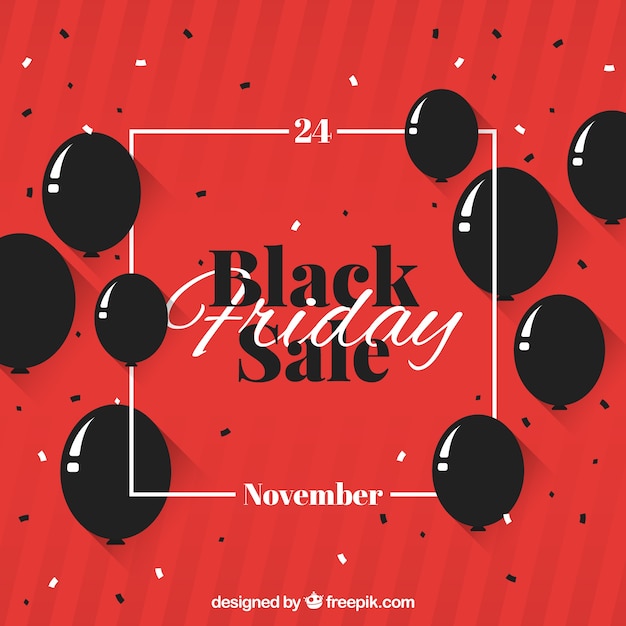 Diseño de black friday con globos y marco