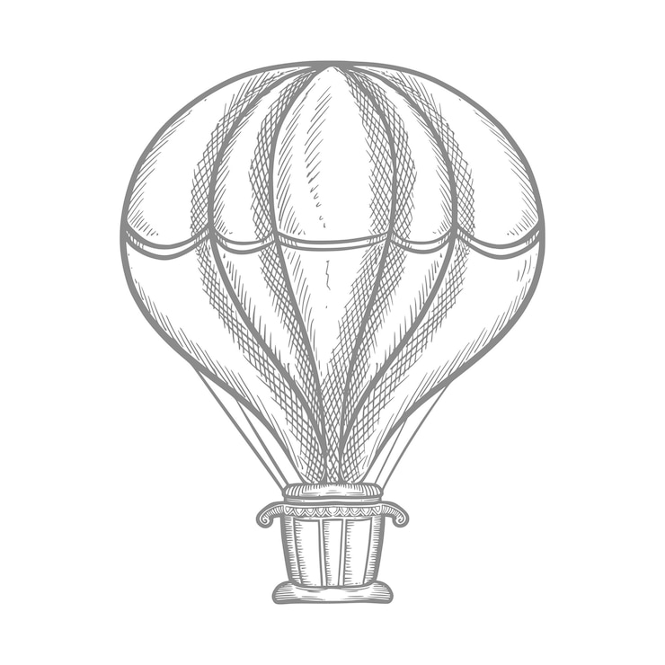 Vector gratuito diseño de boceto vintage de globo de aire caliente dibujado a mano