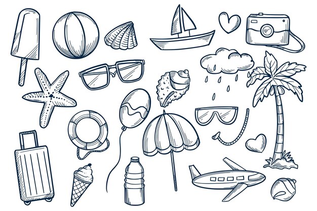 Diseño de bocetos de dibujo a mano de verano