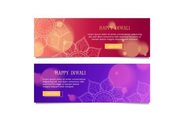Diseño de bokeh de plantilla de banner de feliz diwali