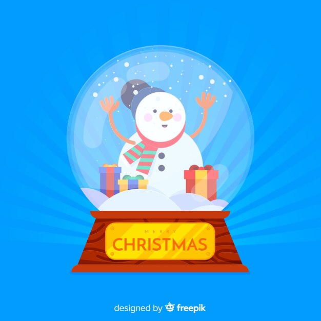 Diseño de bola de nieve de navidad en estilo flat