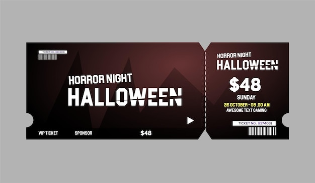 Vector gratuito diseño de boleto de tarjeta de halloween degradado de lujo colorido