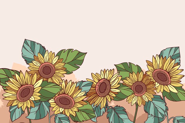 Diseño de borde de girasol acuarela