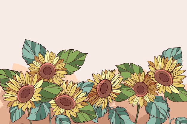 Diseño de borde de girasol acuarela