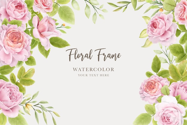diseño de borde y marco de rosas florales dibujadas a mano