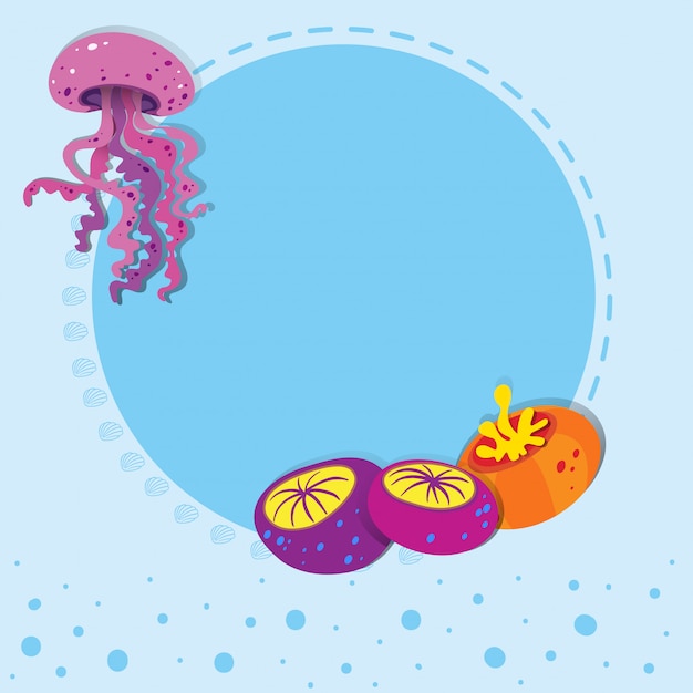 Vector gratuito diseño de borde con medusas.