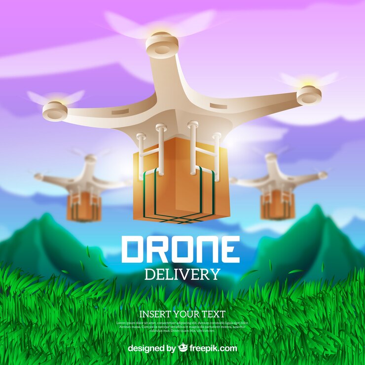 Vector gratuito diseño brilloso de dron de reparto