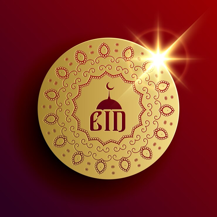 Vector gratuito diseño brilloso rojo de eid mubarak