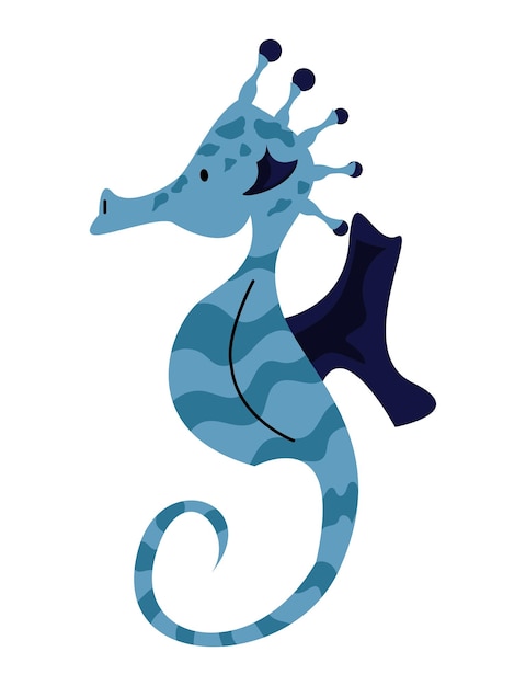 Vector gratuito diseño de caballito de mar azul sobre blanco