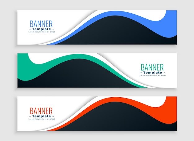 diseño de la cabecera de negocio de la web amplia abstracta en un conjunto de tres