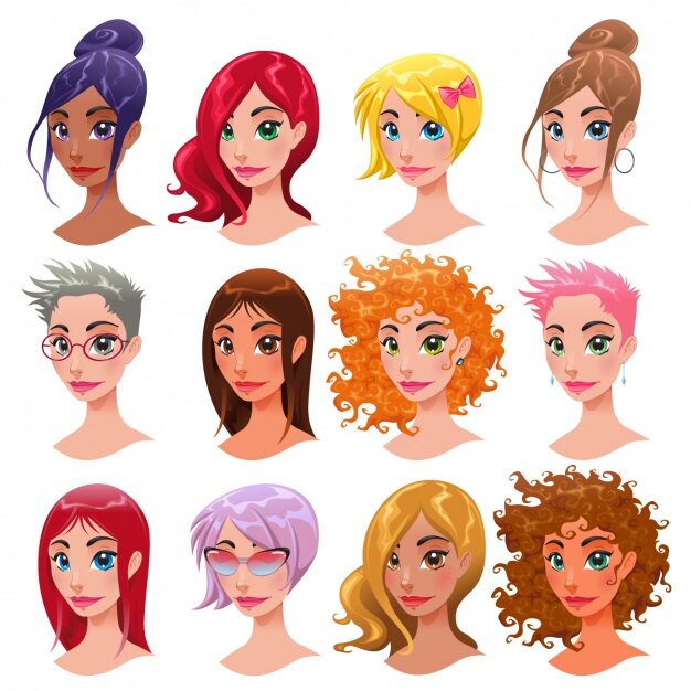 Diseño de cabezas de mujeres