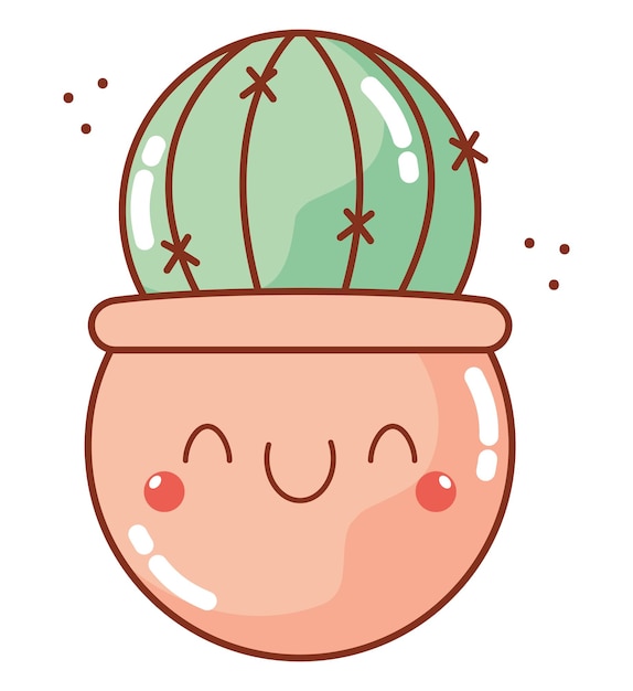 Vector gratuito diseño de cactus en maceta de kawaii