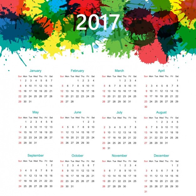 Vector gratuito diseño de calendario de 2017