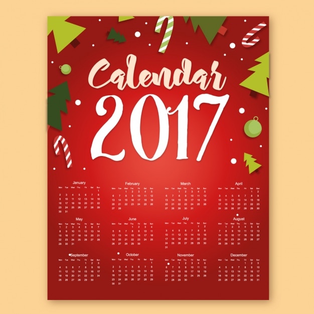 Vector gratuito diseño de calendario de 2017