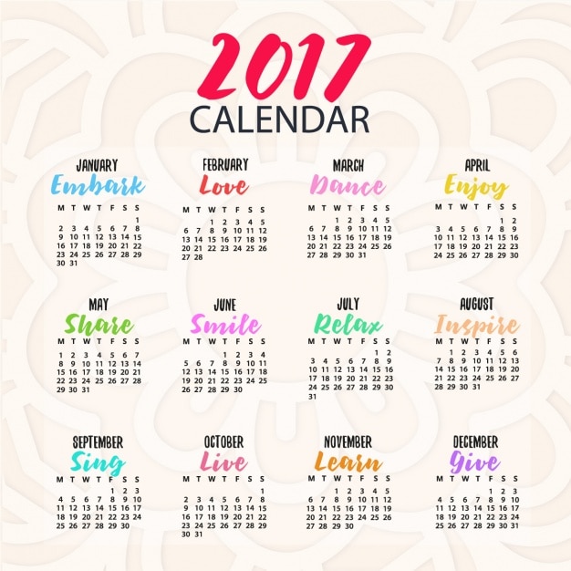 Diseño de calendario a color